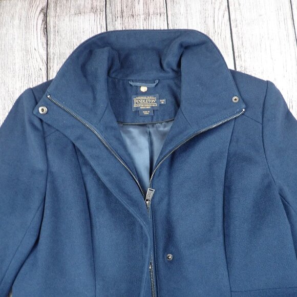 Pendleton Women’s 10 Petite Wool Blend Navy Blue Jacket Winter Coat - Picture 2 of 12